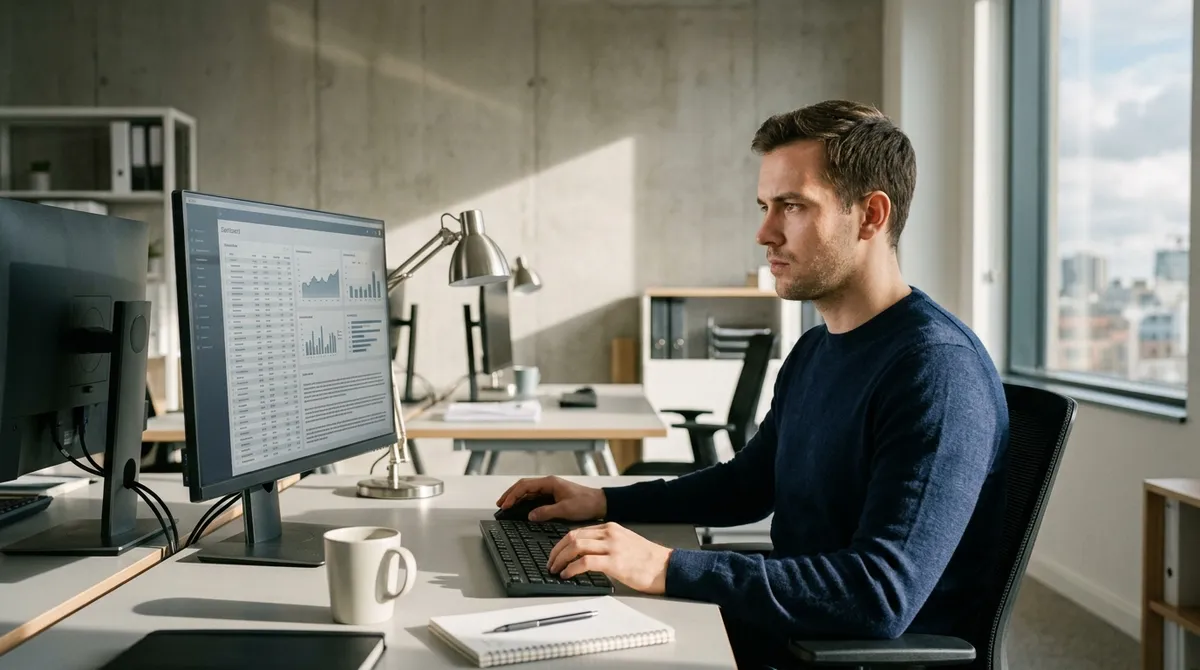Développeur data devant un tableau de bord de données